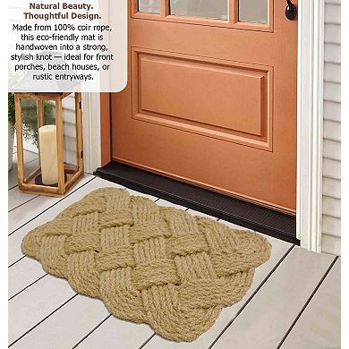 Gardenised Coco Coir Doormat with Woven Rope Design Decorative and Durable Natural Coconut Fiber