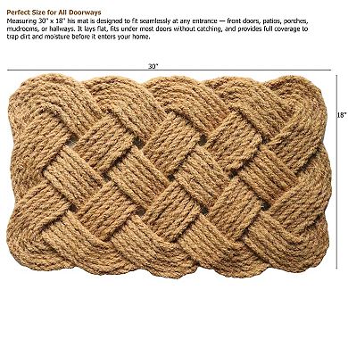 Gardenised Coco Coir Doormat with Woven Rope Design Decorative and Durable Natural Coconut Fiber