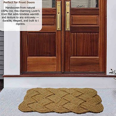Gardenised Coco Coir Doormat with Woven Rope Design Decorative and Durable Natural Coconut Fiber