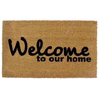 Gardenised Heavy Duty Coco Coir Doormat with Non Slip PVC Baking Embossed Welcome Design Coconut