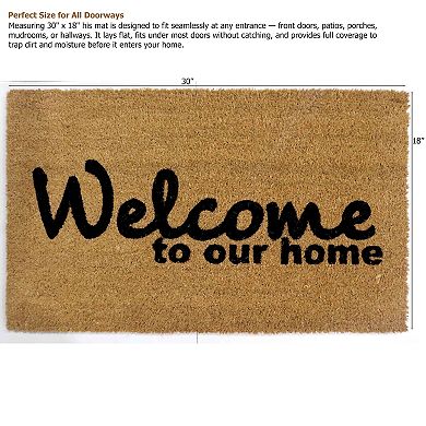Gardenised Heavy Duty Coco Coir Doormat with Non Slip PVC Baking Embossed Welcome Design Coconut