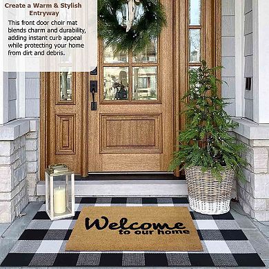 Gardenised Heavy Duty Coco Coir Doormat with Non Slip PVC Baking Embossed Welcome Design Coconut