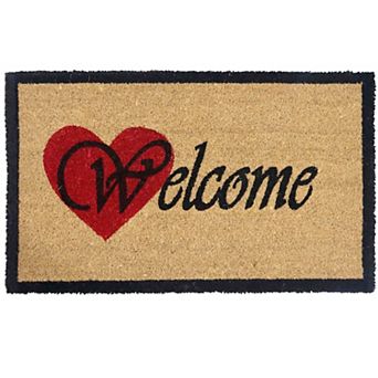 Gardenised Heavy Duty Coco Coir Doormat with Non Slip PVC Baking Embossed Welcome Design Coconut