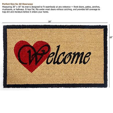 Gardenised Heavy Duty Coco Coir Doormat with Non Slip PVC Baking Embossed Welcome Design Coconut
