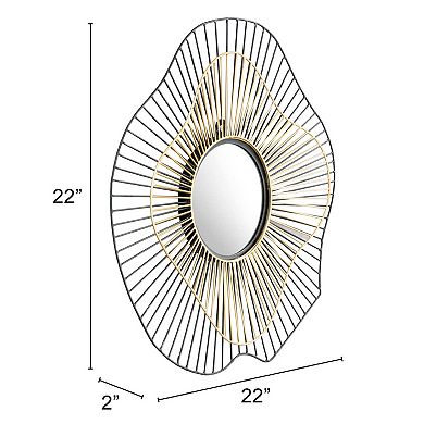 Comet Round Mirror Black & Gold