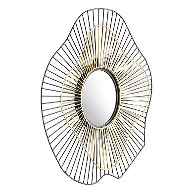 Comet Round Mirror Black & Gold