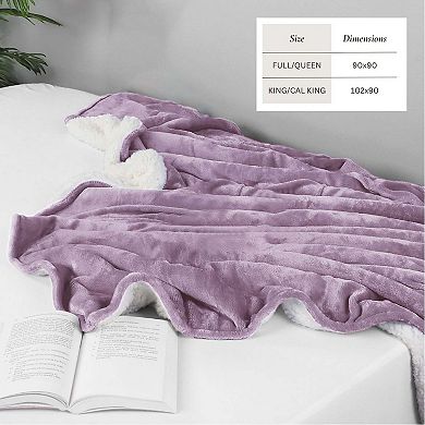 Reversible Velvet Plush Sherpa Bed Blanket