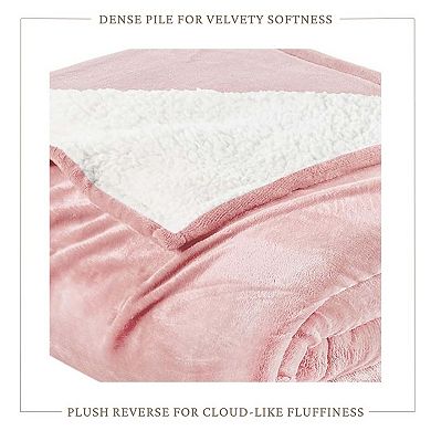 Reversible Velvet Plush Sherpa Bed Blanket
