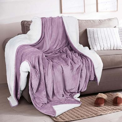 Reversible Velvet Plush Sherpa Bed Blanket
