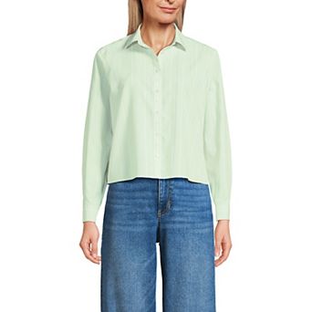 Women's Lands' End Boxy Cropped Shirt
