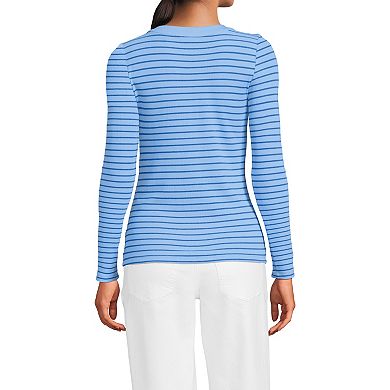 Women's Lands' End Drapey Rib Long Sleeve Henley