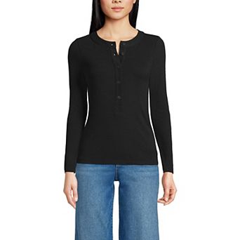 Women's Lands' End Drapey Rib Long Sleeve Henley