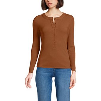 Women's Lands' End Drapey Rib Long Sleeve Henley