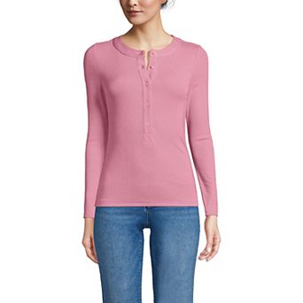 Women's Lands' End Drapey Rib Long Sleeve Henley