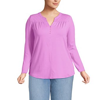 Plus Size Lands' End Long Sleeve Button V-Neck Tunic Top