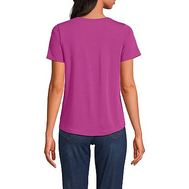 Petite Lands' End Short Sleeve Lightweight Jersey Gathered Shoulder T-Shirt