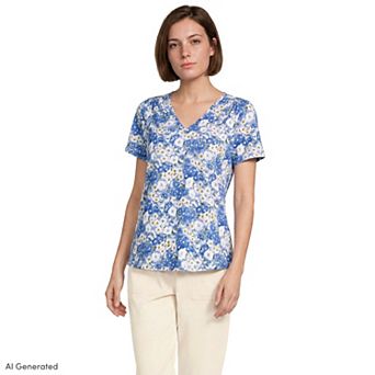 Women's Lands' End Short Sleeve Lightweight Jersey Gathered Shoulder T-Shirt