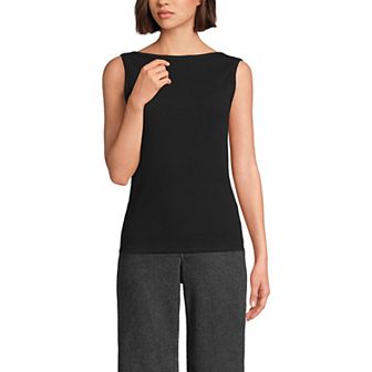 Women's Lands' End Sleeveless Pointelle Rib Boat Neck Tank