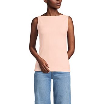 Women's Lands' End Sleeveless Pointelle Rib Boat Neck Tank