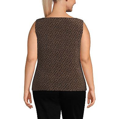 Plus Size Lands' End Sleeveless Silk Knit Drapey Boatneck Top
