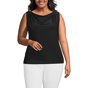 Plus Size Lands' End Sleeveless Silk Knit Drapey Boatneck Top