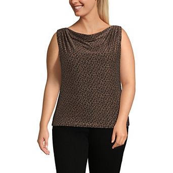 Plus Size Lands' End Sleeveless Silk Knit Drapey Boatneck Top