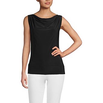 Women's Lands' End Sleeveless Silk Knit Drapey Boatneck Top