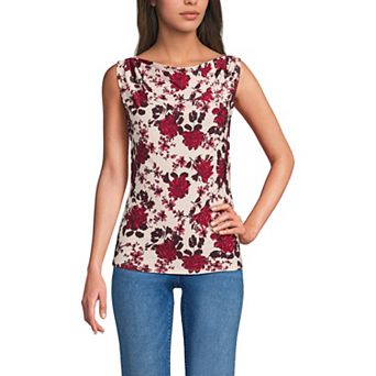 Women's Lands' End Sleeveless Silk Knit Drapey Boatneck Top