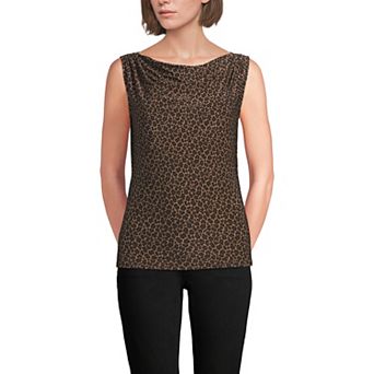 Women's Lands' End Sleeveless Silk Knit Drapey Boatneck Top