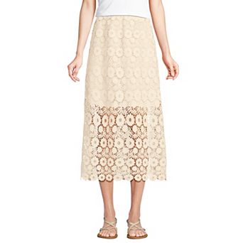 Women's Lands' End Lace Overlay Midi Skirt