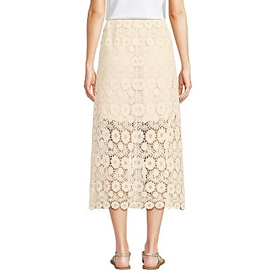Women's Lands' End Lace Overlay Midi Skirt