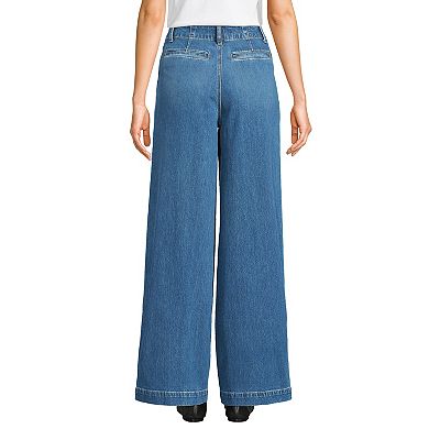 Women's Lands' End Soft Denim High Rise Wide Leg Trousers