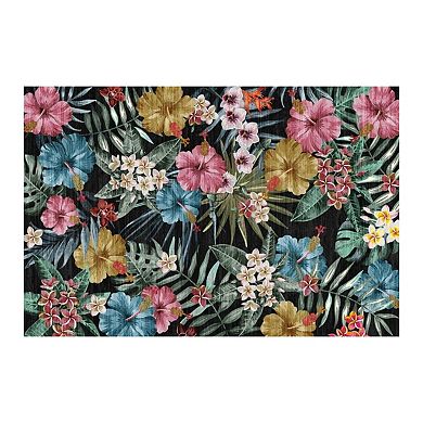 Living room Rug Washable Area Rug Non Slip Low Pile Boho Floral Carpet for Bedroom