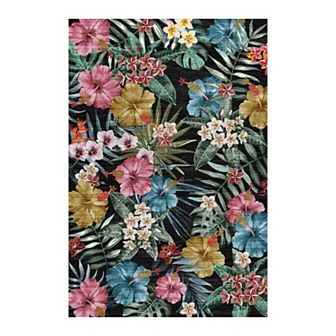 Living room Rug Washable Area Rug Non Slip Low Pile Boho Floral Carpet for Bedroom