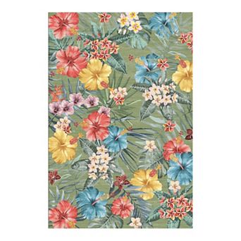 Living room Rug Washable Area Rug Non Slip Low Pile Boho Floral Carpet for Bedroom