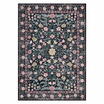 Retro Mottled Flowers Living Room Area Rug Boho Non-Shedding Easy Care Ideal Bedroom Carpet