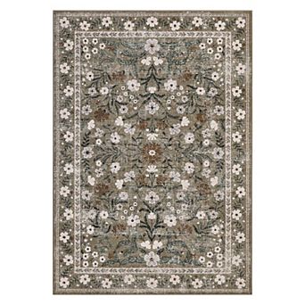 Retro Mottled Flowers Living Room Area Rug Boho Non-Shedding Easy Care Ideal Bedroom Carpet