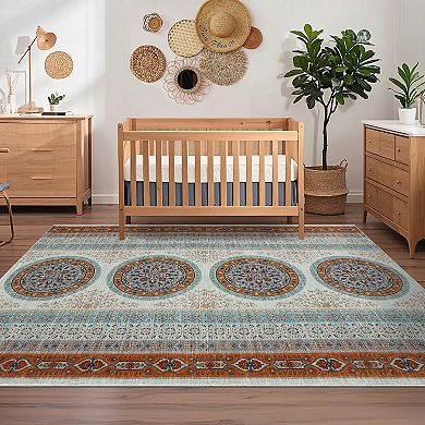 Garvee Traditional Geometric Area Rug Machine Washable Non Slip Rugs for Living Room Bedroom