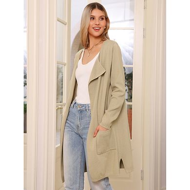 Sweater Cardigan for Women Fall Outerwear Open Front Long Sleeve Mid Long Knit Coatigan Jacket