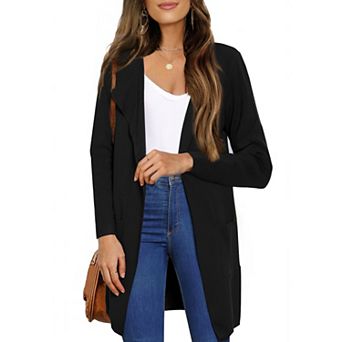 Sweater Cardigan for Women Fall Outerwear Open Front Long Sleeve Mid Long Knit Coatigan Jacket