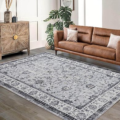 Vintage Living Room Non Slip Area Rug Traditional Indoor Bedroom Floral Accent Throw Carpet