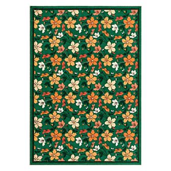 Bedroom Living Room Floral Area Rugs Boho Style Washable Low Pile Non Slip Nursery Indoor Carpet