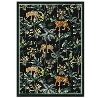 Garvee Wild Jungle Tigers & Leopards Area Rug Ultra Thin Machine Washable for Living Room Bedroom