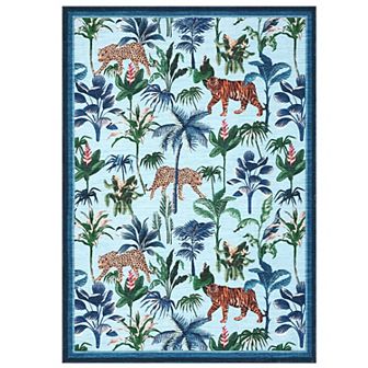 Garvee Wild Jungle Tigers & Leopards Area Rug Ultra Thin Machine Washable for Living Room Bedroom