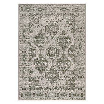 Living Room Vintage Rug Irregular Medallion Area Rug Ultra-Thin Non Slip Floral Print Indoor Mat