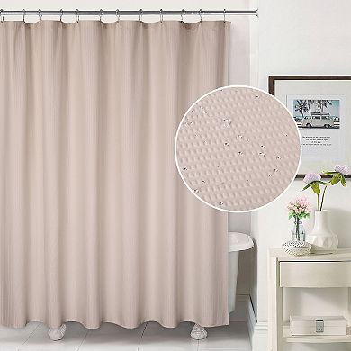 Garvee Waterproof Microfiber Shower Curtain with Embossed Dot Pattern & Eyelet Top
