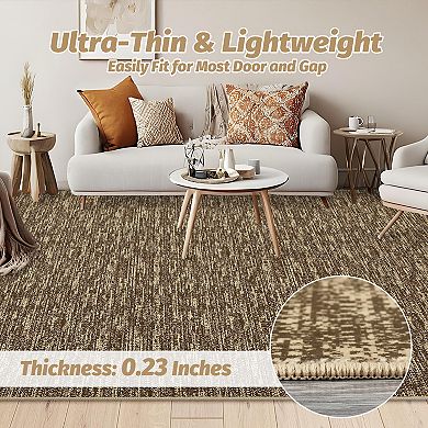 Garvee Solid Color Textured Washable Area Rug Ultra Thin Non Slip Floor Rug for Bedroom Living Room