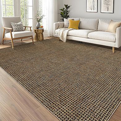 Garvee Solid Color Textured Washable Area Rug Ultra Thin Non Slip Floor Rug for Bedroom Living Room