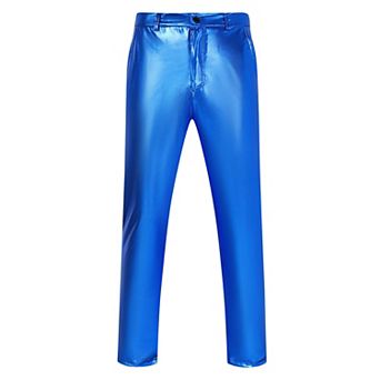 Mens Metallic Pants Shiny Sequins Straight Leg Trousers Disco Nightclub Party Dance 70s