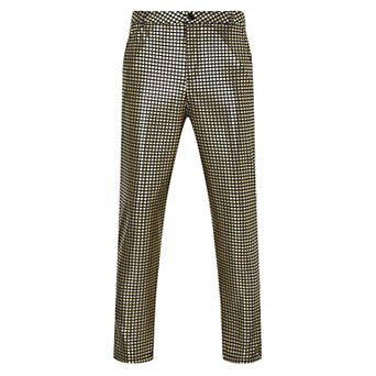 Mens Metallic Pants Shiny Sequins Straight Leg Trousers Disco Nightclub Party Dance 70s